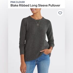 Pink Clover Charcoal Ribbed Crew Neck Sweater
